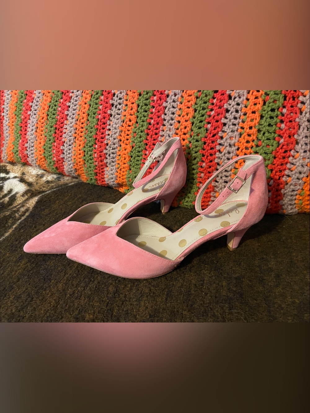 Pink Boden Pointed-Toe Slingback Heels Real Leather